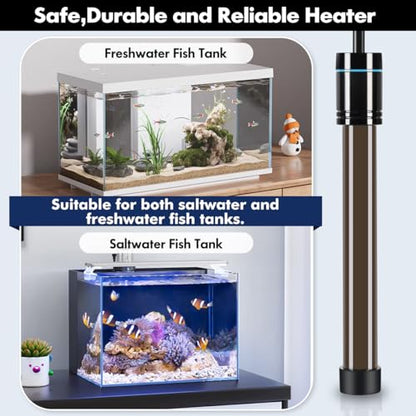 Orlushy Submersible Aquarium Heater, Fish Tank Heater with Free Thermometer for Freshwater and Saltwater Tank - size: R150