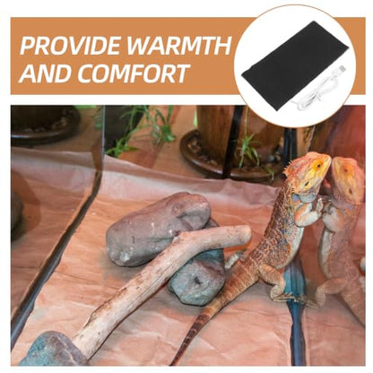 Vaguelly Portable USB Heating Pad for Pets and Reptiles Energy Saving Quick Heating Technology, Black Alloy Fiber Material, Small Size for Home the Go Use