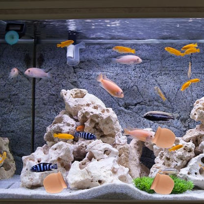 POPETPOP Fish Tank Decorations 2-Pack Realistic Clay Aquarium Hideaway Ornaments for Fresh and Saltwater Tanks 3.14 Inch Stable Aquarium Landscaping Ornaments