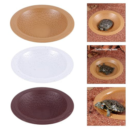 Turtles Soaking Bowl Bathtub Water Pool Feeding Watering for Lizards Frogs and Terrariums Pet Habitat Accessories Reptiles Amphibians Water Bowl - color: Reddish Brown