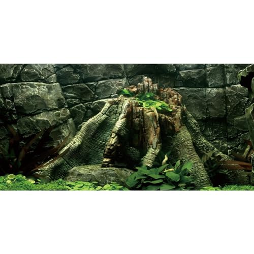 AWERT 30x12 inches Stone Aquarium Background River Bed & Lake Aquarium Vinyl Background Stone Fish Tank Background - size: 30x12in/75x30cm