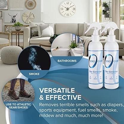 Zero Odor - Multi-Purpose Strong Odor Eliminator for Home, Office, Car, Bathroom, Hotel, Room Deodorizer, and Odor Neutralizer, 8oz Two Pack - size: 8 Fl Oz (Pack of 2)