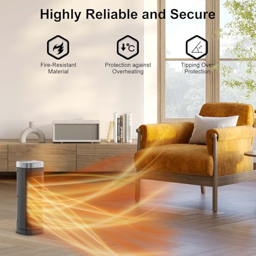 Portable Space Heater, 1500W Electric Heaters with Remote Control, PTC Fast Heating Ceramic Heater with Overheat and Tip-Over Protection, Ideal for Home, Bedroom, and Office Use - size: 16.4''/70°Oscillation