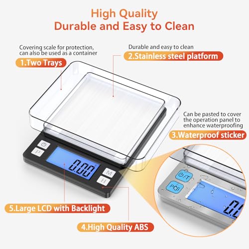 BOMATA 0.01g Small Digital Gram Scale, Upgraded 1kg Jewelry Scale | USB Rechargeable, Larger Display, Hold Function, High Precision, Grams and Ounces for Herb, Coin, Powder,Yeast, Kitchen Black - size: 0.01g/1kg Black
