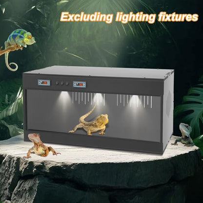 PVC Reptile Terrarium 31.5 x 15.8 x 15.8 in Large Reptile Tank with 2 Independent Intelligent Temperature Control Zones for Chameleon, Lizard, Snake（Black, Clear） - color: Black, Clear