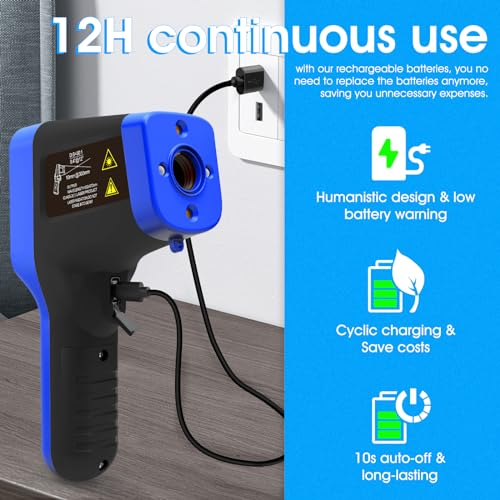Pyrometer AI-1600APP, -58℉~2912℉ High Temp Thermometer Gun D:S=30:1 Dual Laser Industrial ir Thermometer Gun w/Touch Buttons, Rechargeable Can be Connected to Phone APP (NOT for Human Temp)
