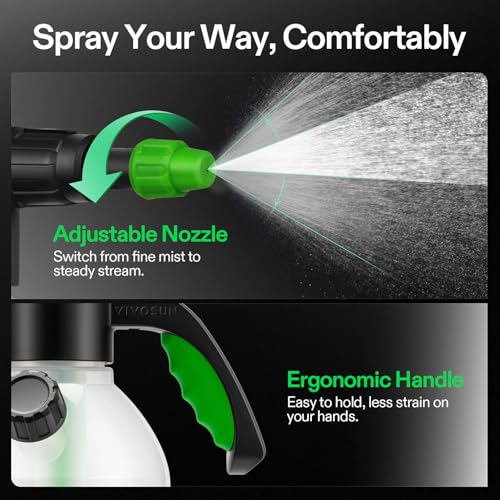 VIVOSUN 70oz Pump Sprayer, Portable Water Spray Bottle | for Spraying Plants, Flowers, Weeds and Cleaning, Hand Pump with Side Filling Port, Measuring Cup, Adjustable Nozzles - size: 70oz
