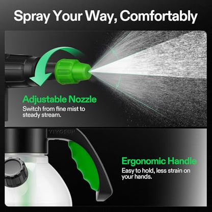VIVOSUN 70oz Pump Sprayer, Portable Water Spray Bottle | for Spraying Plants, Flowers, Weeds and Cleaning, Hand Pump with Side Filling Port, Measuring Cup, Adjustable Nozzles - size: 70oz