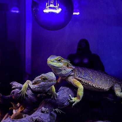 REPTI ZOO 2PCS Reptile Night Heat Lamp, 50W Moonlight Heat Bulb Infrared Heating Light Purple Reptile Heat Lamp Night Bulb for Bearded Dragon, Lizard, Snake, Turtle - style: 50W Night Heat Lamp