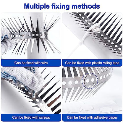 Bird Spikes - 60 Inch Stainless Steel Fence Spikes for Pigeons, Raccoons, Snakes - Deterrent Defender | 60 inch stainless steel bird spikes - size: 60 inch