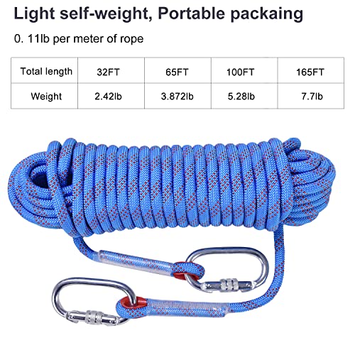Climbing Rope, Rappelling Rope - color: Blue, size: 100FT