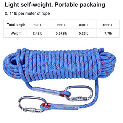 Climbing Rope, Rappelling Rope - color: Blue, size: 165FT