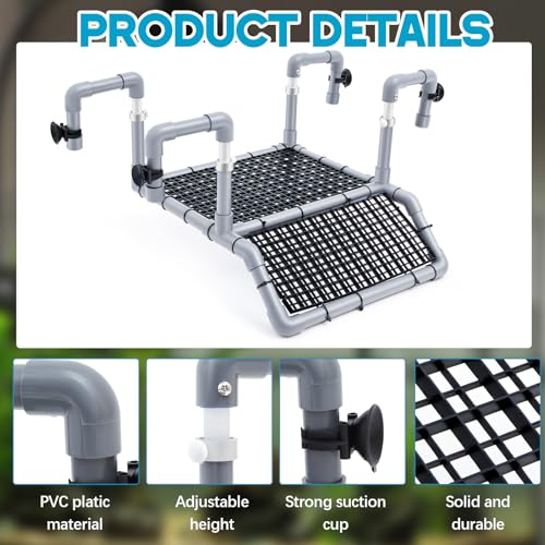 Adjustable X-Large Turtle Basking Platform, 19″ Wider Hanging Turtle Dock, DIY Ramp with PVC Pipes and Suction Cups Basking Area for Aquarium Tank 40/50/65/75/90 Gallon, Tank Accessories - style: Classic