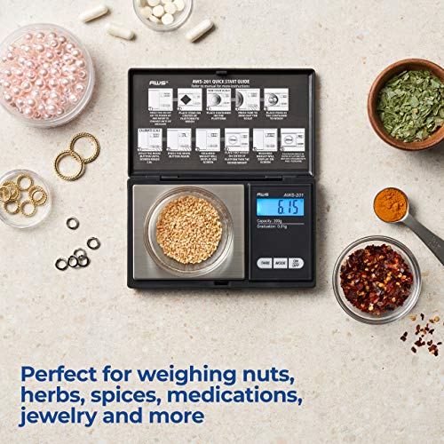 American Weigh Scales AWS Series Digital Pocket Weight Scale LCD Screen Accurately Measures 200g x 0.01g, (Black), AWS-201-BLK - color: Black, size: 200g x 0.01g