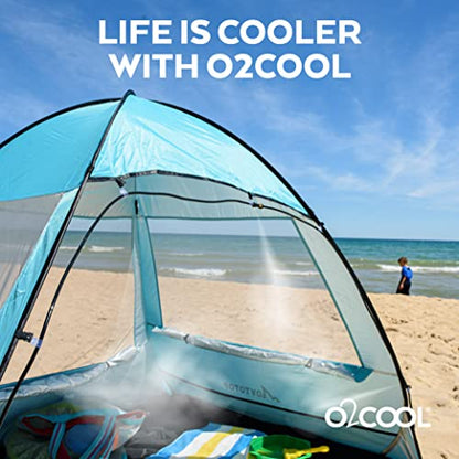 O2COOL Rechargeable 25ft Outdoor Misting Rope with 6 Nozzles for Patio | NO Water Hose or Power Source Needed, For Outside Patio or Reptiles
