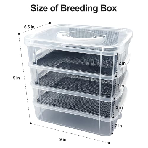 Mealworm Breeding Kit,Prevent Escape Mealworms Keeper,Four-Layer High Capacity Mealworm Farm,To Breed Live Mealworms for Sugar Gliders,Reptiles,Birds,Chickens,Lizards,Bearded Dragon,Frogs,Tortoises