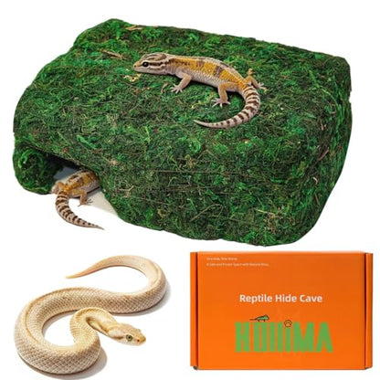 Small Green Reptiles Cave Hideout, Lizard Moss Hide | Safe Shelter, Handmade Snake Cave Hideout Hut for Themed Terrarium Ideal for Gecko Hamster Snake Rest & Hide