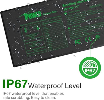 iPower 48"x20.75" Seedling Heat Mat with Temperature Adjustable Knob, Warm Waterproof Plant Heating Pad, for Germination, Breeding, Brewing - size: 48" x 20.75", style: with Adjustable Knob