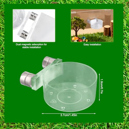 Jumping Spider Feeding Dish Set, Magnetic Water Dispenser Bowl Reptile Feeding Tweezers & 2pcs Jumping Spider Enclosure Decor Accessories for Small Animal Stuff