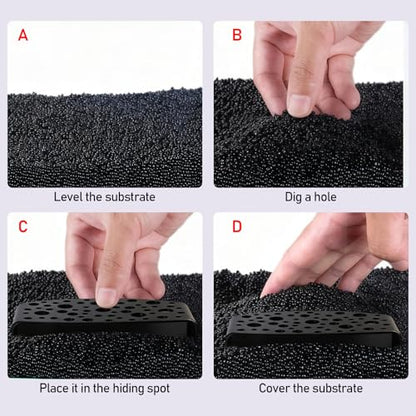 Shrimp Hides 2 Pack Aquarium Cave Breeding Shelter for Cherry Shrimp | 2 Pack Black Shrimp Cave Hides Multi-Hole Secure Non Toxic Resin Breeding Viewing Shelter for Dwarf Fish