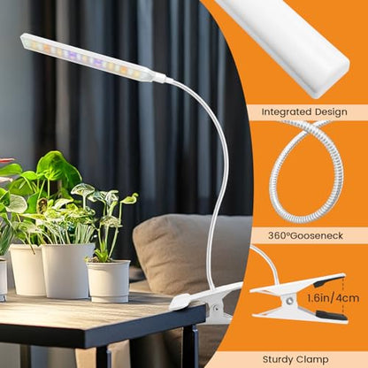 Kullsinss Clip-on Grow Lights for Indoor Plants, 57 LEDs 10W Plant Light | Full Spectrum Growing Lamp with Timer & Dimmable, White Gooseneck Plant Lamp for Succulents, Seed Starting, Easy to Use & Set - size: 1 Head-White