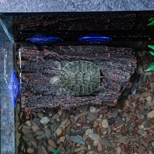 Turtle Basking Platform with 3pcs Suction Cups Resin Floating Climbing Terrace Simulated Bark Resting Dock for Semiaquatic Tortoise Frogs Lizards - style: Style A