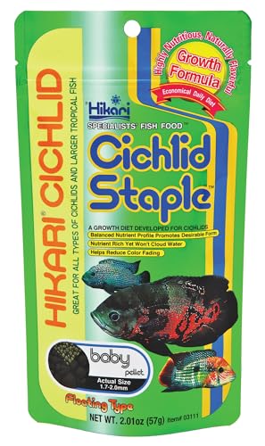 Hikari Cichlid Staple Floating Baby Pellets for Pets, 2-Ounce - color: Black, size: 2.01 Ounce (Pack of 1)