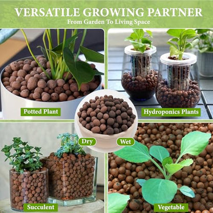 5qt LECA Clay Pebbles for Plants, 10-20mm LECA Balls for Hydroponics, Natural Clay Balls for Plants Drainage, Expanded Pebbles for Orchids, Soil Amendment, Orchid Potting Mix
