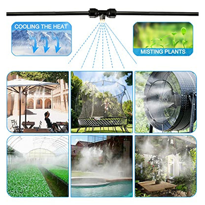 100FT|30M Misting Systems, Outdoor Water Misting Cooling System, for Backyard Mist Kit for Garden Greenhouse Fan Deck Umbrella Canopy Pool Porch Trampoline Sprinkler Park BBQ Party