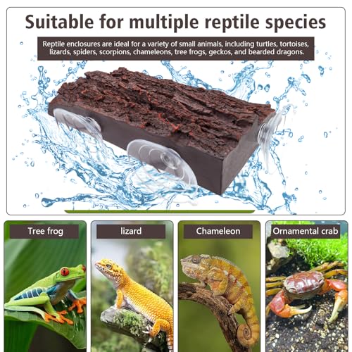 Realistic Bark Turtle Basking Platform - 3 Suction Cups Turtle Dock Essential Basking Platform for Aquatic Turtles, Frogs, Turtles Tank Accessory (Brown)