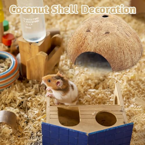 PINVNBY 2 PCS Natural Coconut Reptile Hideouts Lizard Coco Hut Hermit Crab Hut Aquarium Fish Hide Cave Spider Snail Climber Toys - size: 2 PCS Smooth Surface