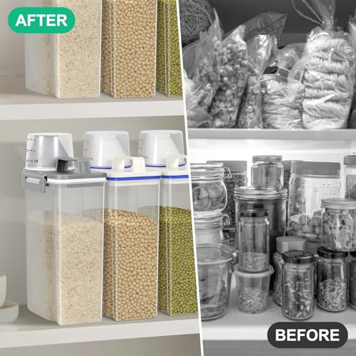 TBMax Rice Storage Container 2 Pack, Plastic Kitchen Pantry Food Storage Container with Cup, Small Pet Dog Cat Food Container Dispenser-Grey - color: Grey & Grey