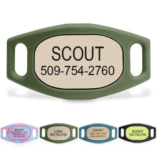 GoTags Lifestyle Silent Dog Tag, Personalized Engraved Silicone Pet ID Tags | Soundless Quiet Slide On Nameplate for Cat Collars with Name and Number, No More Jingling Tags (Matcha, Medium) - color: Lifestyle Matcha, size: Medium (Pack of 1)