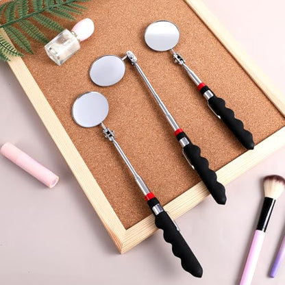 12 Pcs Telescoping Inspection Mirror Retractable Mechanical Mirrors Long Handle Under Vehicle Telescoping Mirrors Extendable 360 Rotation Detection Mirror for Mechanics Contractors Technicians