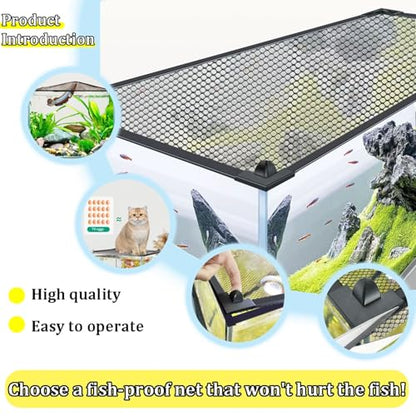 DIY Magnetic Fish Aquarium Anti-Jumping net Cover, Mesh Lid Prevents Fish Jumping and Reptile Escapes, Reptiles from Jumping Out - size: 50x50cm/19.69x19.69"
