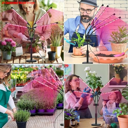 SYEIORAOM Grow Lights for Indoor Plants, Four Head LED Grow Light with Full Spectrum, Red White Spectrum for Indoor Plant Lamp, Adjustable Gooseneck, Suitable for Vegetation - size: Four-head plant light