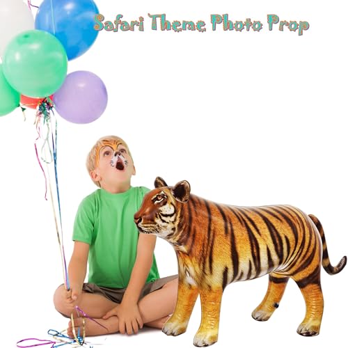 Jet Creations 40" Long Inflatable Tiger Toy, Orange-Yellow with Black Stripes, Realistic Jungle Animal Figure, Home Decor, Photo Prop, Thanksgiving Christmas Winter,Wildlife Safari Theme, 1 pc | Bold stripes, powerful stance and lifelike artwork capture t