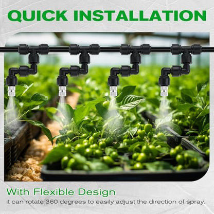 4 Pack Reptile Mister Nozzles, 1/4'' Adjustable Reptile Misting Nozzles | 360°Reptile Fogger Fine Mist Nozzles for Full Water Coverage, Reptile Terrarium Tank, Garden Patio Greenhouse