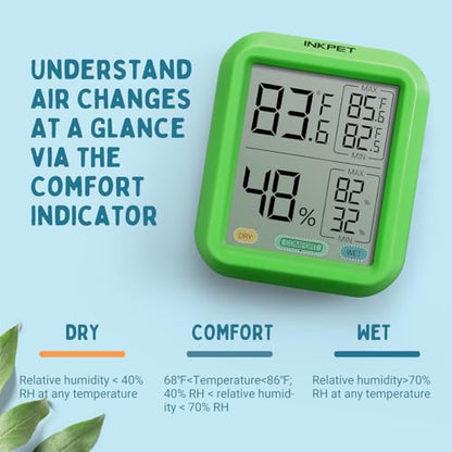 INKPET Reptile Thermometer Hygrometer Thermostat, with Max/min Record High-Accuracy Digial Display Ideal for Reptile Terrarium, Tank, Pet Rearing Box, Bearded Dragon, Leopard Gecko