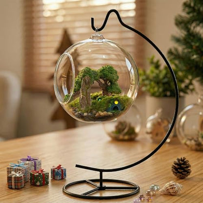 DIY Glass Globe Terrarium-Style Decor Kit, 11-Piece Mini Micro Landscape Ornament Set for Desk, Home & Office - Thoughtful Indoor Gift for Home & Office Decor