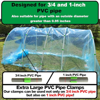 Greenhouse Clamps for3/4-1 Inch PVC Pipe, Greenhouse Hoops,Support Frame, Grow Tunnel,Plant Support Garden Stakes.For Fixing Plant Cover, Garden Plastic Sheeting, Film Row Cover, Net. - size: for 3/4-1inch PVC Pipe