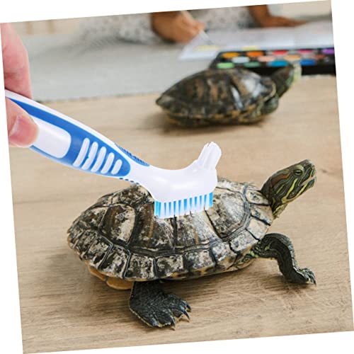 YARNOW 2pcs Turtle Shell Cleaning Brush Double-Headed Design for Dirt Removal Comfortable Non-Slip Handle Aquatic Tortoise Care - color: Blue
