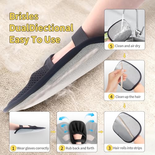 Upgraded Pet Hair Removal Gloves with Snug Elastic Wrist – Electrostatic Five-Finger Reusable Fur Remover for Cats & Dogs, Effortless Cleaning Tool for Couch, Carpet, Clothing & Car Seats