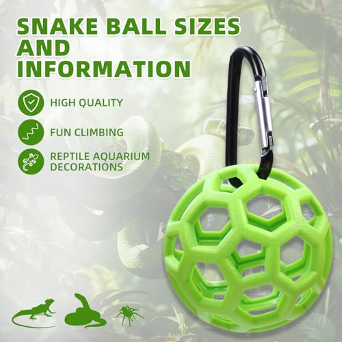 Slim Snake Climbing Ball, Snake Enrichment Snakes Balls with Hooks (Green) | Reptile Climbing Accessories, Feeding Ball, Must Not Deform, Jungle Gym Ball for Small Ball Python Playground Climbing Toys - color: Green