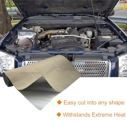 Titanium Thermal Barrier Adhesive Backed Heat Blanket Heat Shield Mat 12'' X 24'' for wall behind grill, fireplace kitchen cabinet 2500 Degrees Fire Pit Mat Fireproof Grill Pad - size: 12'' X 24''