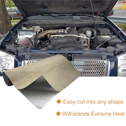 Titanium Adhesive Backed exhaust heat shield 2500 Degrees High Temp Protection Material Thermal Barrier Blanket Mat (24'' X 40'') - size: 24'' X 40''