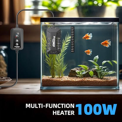 FREESEA Aquarium Fish Tank Heater: 100W Submersible Aquarium Heaters with Adjustable Digital LED Controller Leaving Water Automatic Stop Heating for 10-20 Gallon Turtle Freshwater Saltwater - size: 100W(10-30gallon)