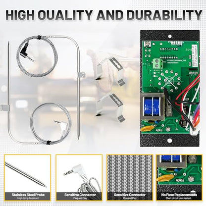 Digital Controller Kit for Traeger Pellet Grills ,BBQ Control Board Replacements Parts F/C Temperature Mode with Temperature Meat Probe RTD Sensor