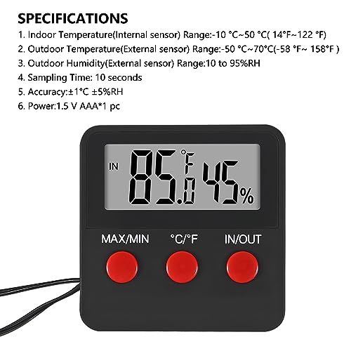 3Pcs Digital Thermometer and Humidity Thermometers Indoor and Outdoor Digital Temperature and Hygrometer Gauge with Probe for Reptile Terrarium Thermometer Pet Keeping - color: 3PCS