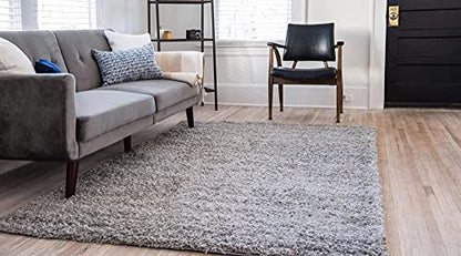 Unique Loom Solid Shag Collection Area Rug (1' Square, Cloud Gray) - color: Cloud Gray, size: 1' x 1' (Square)